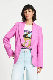 Pom Amsterdam Rose Doux Striped Blazer | Pink