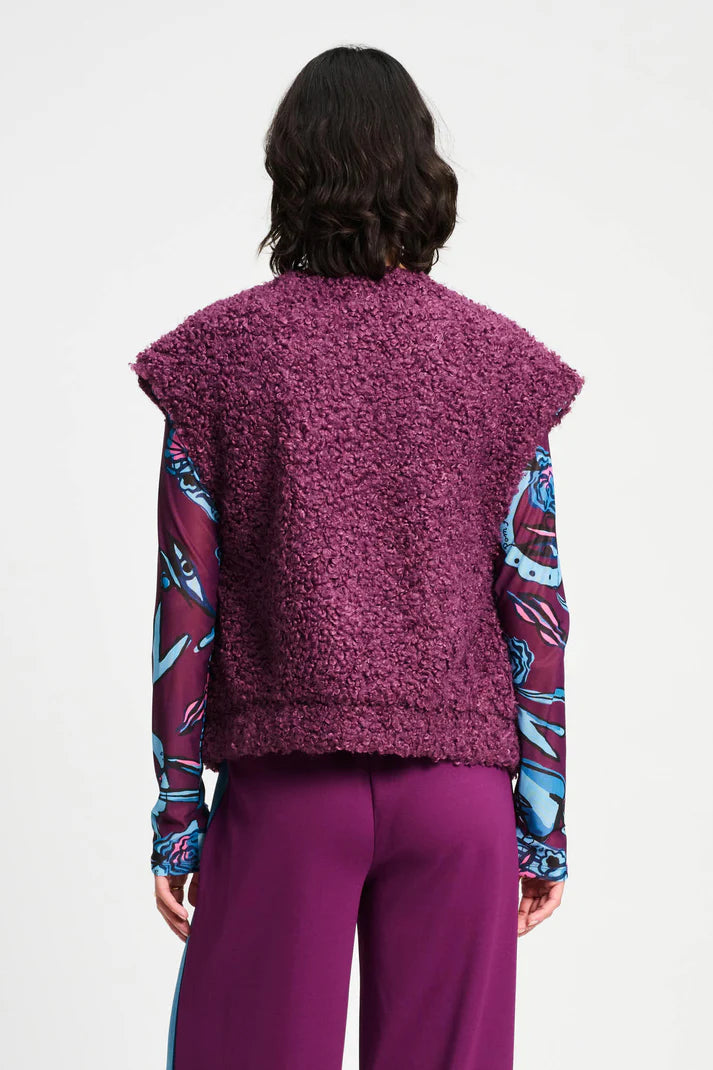 Pom Amsterdam Gilet Teddy Baseball Vest | Plum
