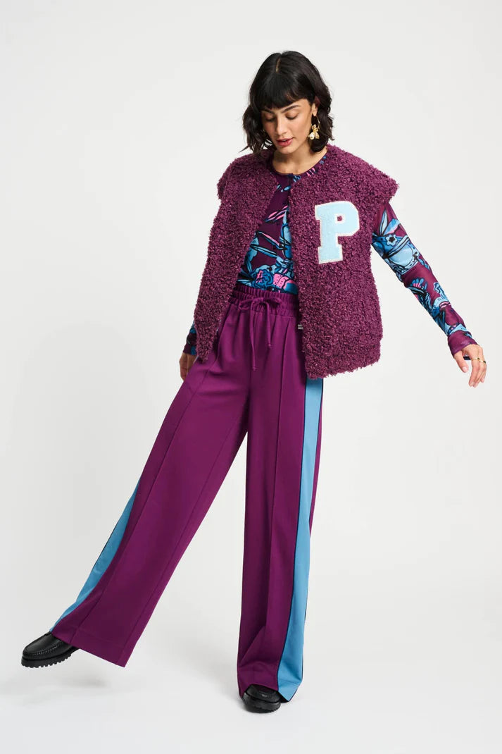 Pom Amsterdam Gilet Teddy Baseball Vest | Plum
