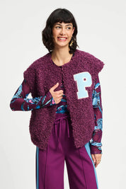 Pom Amsterdam Gilet Teddy Baseball Vest | Plum