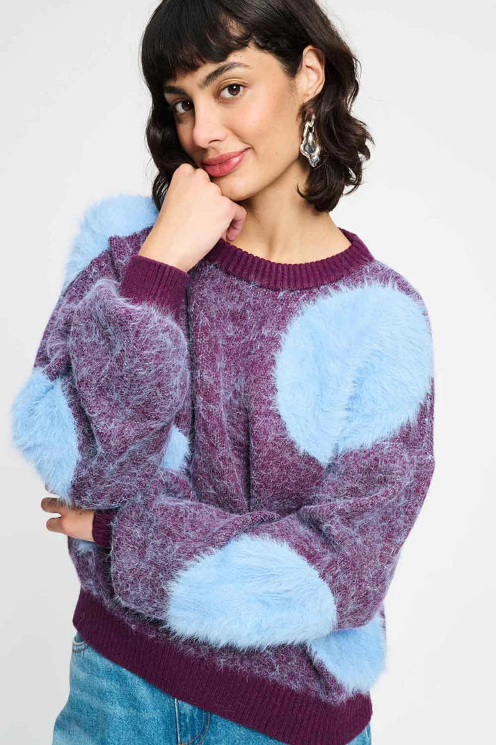 Pom Amsterdam Dots Plum Sweater | Plum