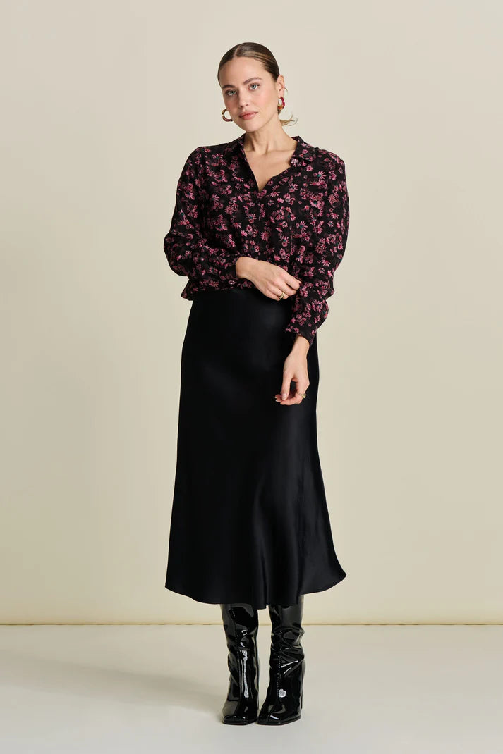 Pom Satin Skirt | Black