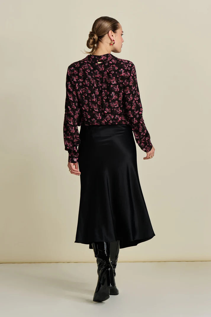 Pom Satin Skirt | Black