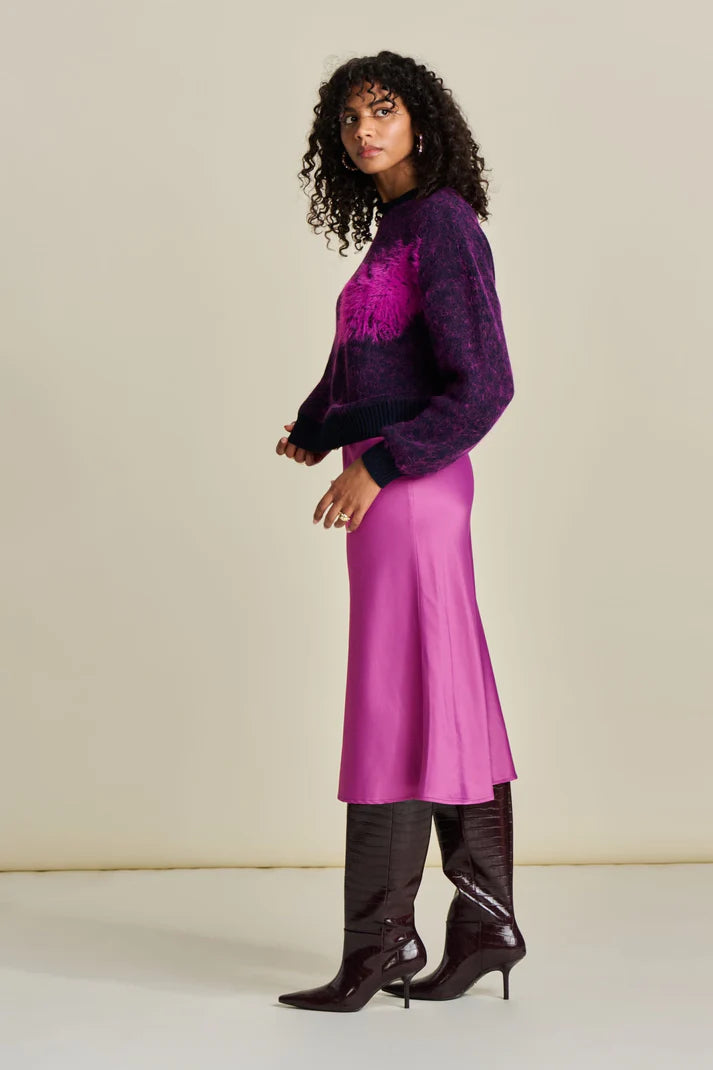 Pom Satin Skirt | Cactus Pink