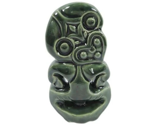 Ceramic Hanging Wall Tiki Green | 20cm