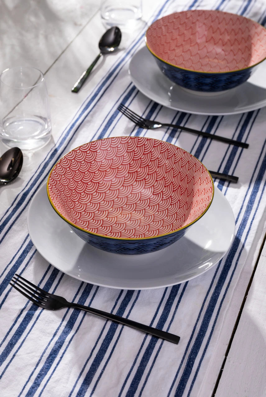 Mikasa Ramen Bowl 21cm | Blue Red Arc