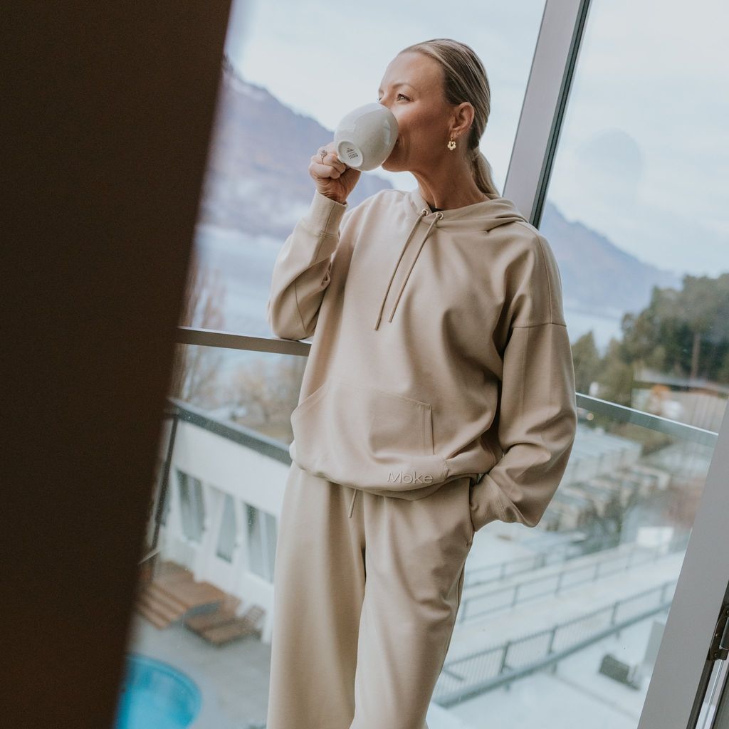 Moke Posie Womens Hoodie | Sand