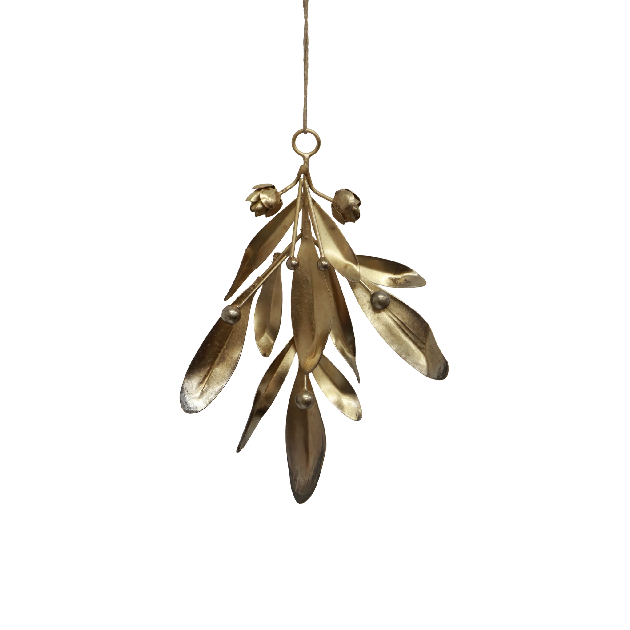French Country Leaf Hanging Christmas Decoration | Gold