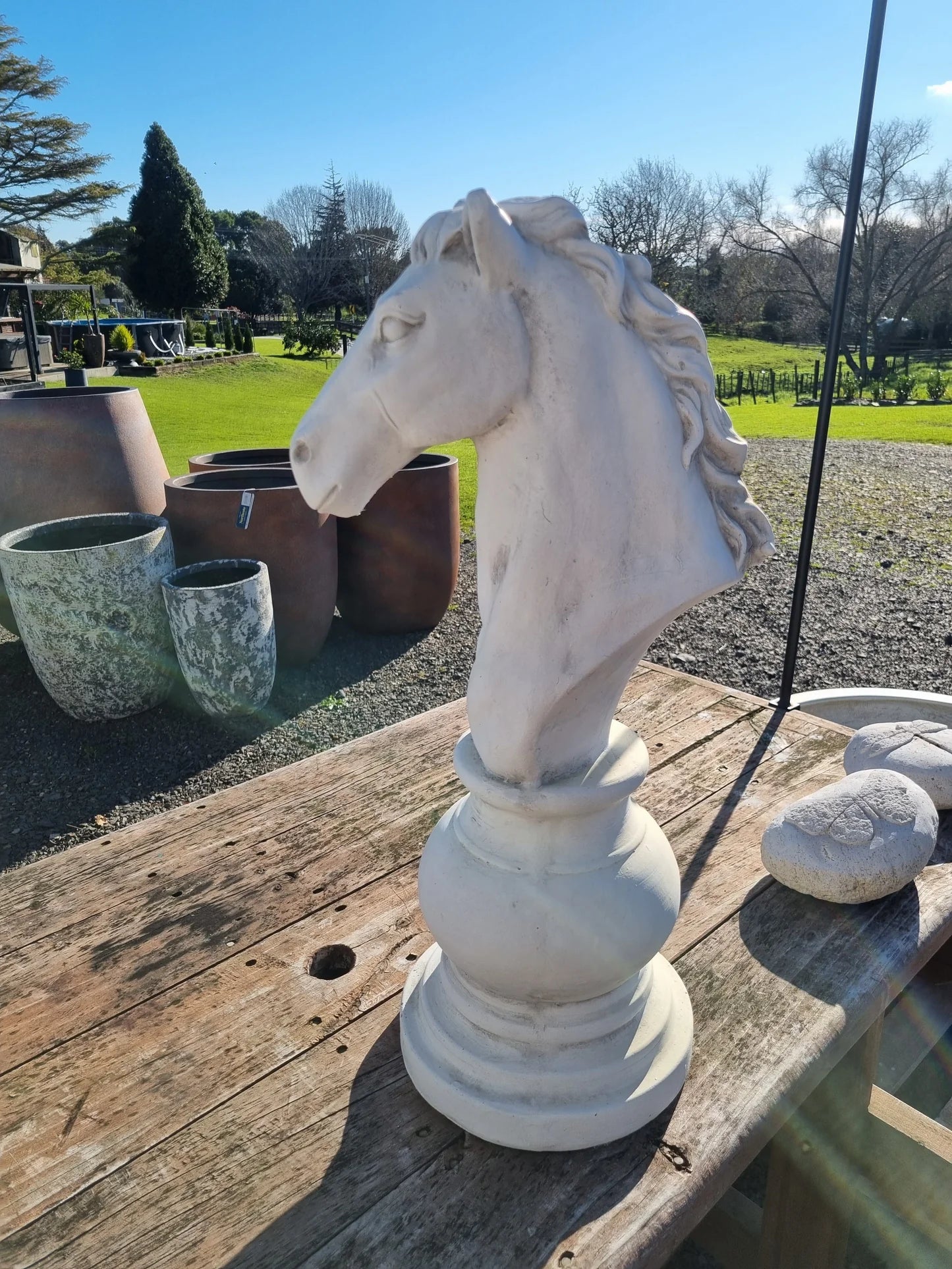 Fibre Clay Knight Chess Piece | Natural White