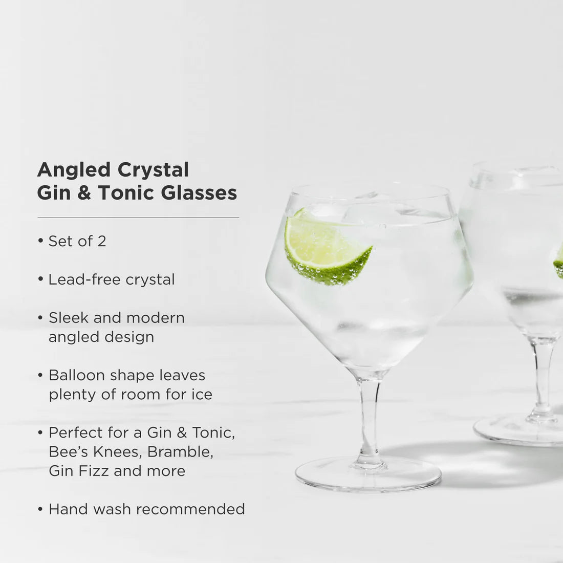 Viski Angled Crystal Gin & Tonic Glasses | Set Of 4