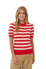 St Tropez Mila Stripe Pullover | Chalk Pink Red Multi Stripe
