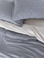 Citta Gingham Organic Cotton Duvet Cover | Navy King