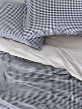Citta Gingham Organic Cotton Duvet Cover | Navy King