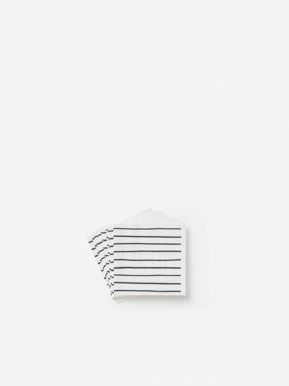 Citta Stripe Cocktail Napkin White|Olive