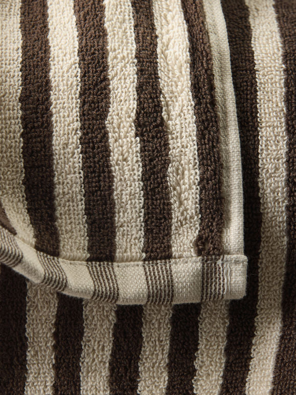 Citta Wide Stripe Cotton Hand Towel | Cocoa Bone