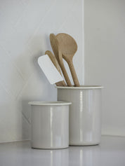 Citta Enamel Utensil Holder | Light Grey Cream Small