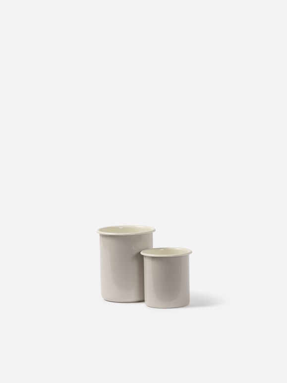 Citta Enamel Utensil Holder | Light Grey Cream Large