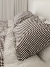 Citta Gingham Organic Cotton Pillowcase Pair | Cocoa White