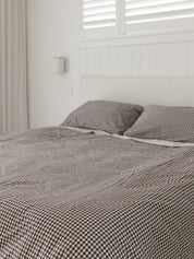 Citta Gingham Organic Cotton Duvet Cover | Cocoa