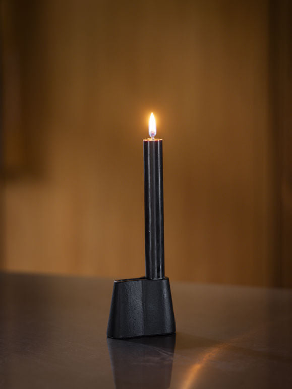 Citta Channel Single Candle Holder | Black
