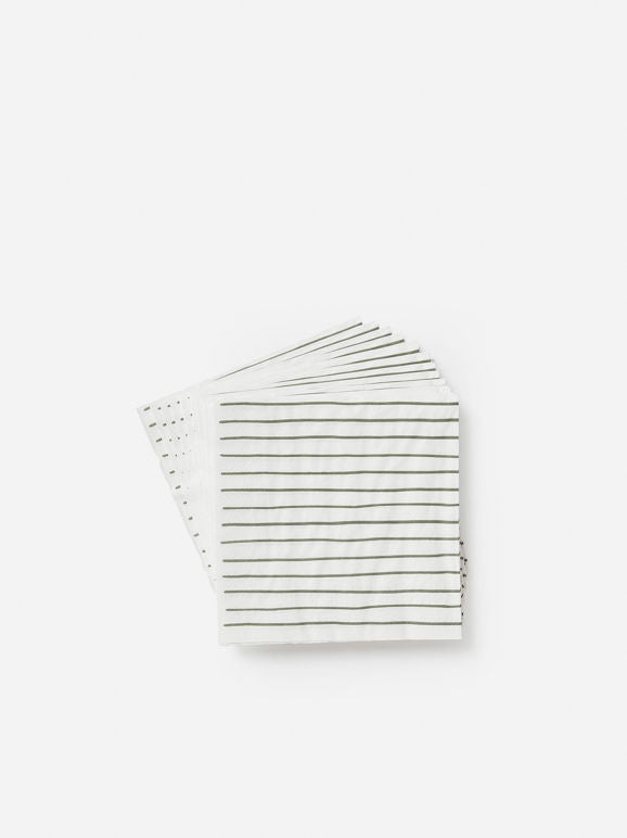 Citta Stripe Dinner Napkin Pack 20 White | Olive