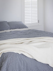 Citta Gingham Organic Cotton Duvet Cover | Navy King