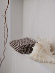 Citta Wide Stripe Cotton Face Cloth | Cocoa Bone