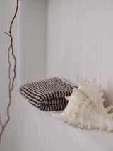 Citta Wide Stripe Cotton Face Cloth | Cocoa Bone