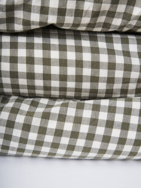 Citta Gingham Organic Cotton Duvet Cover | Olive