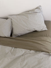 Citta Gingham Organic Cotton Pillowcase Pair | Olive White