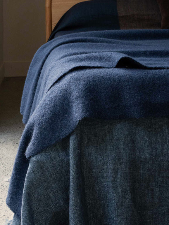 Citta Large Wool Blanket | Blue Black