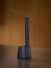 Citta Channel Single Candle Holder | Black
