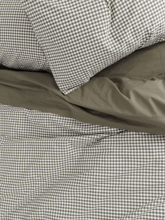 Citta Gingham Organic Cotton Pillowcase Pair | Olive White