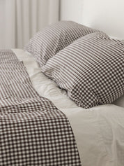 Citta Gingham Organic Cotton Duvet Cover | Cocoa