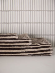 Citta Wide Stripe Cotton Hand Towel | Cocoa Bone