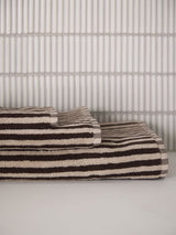 Citta Wide Stripe Cotton Hand Towel | Cocoa Bone