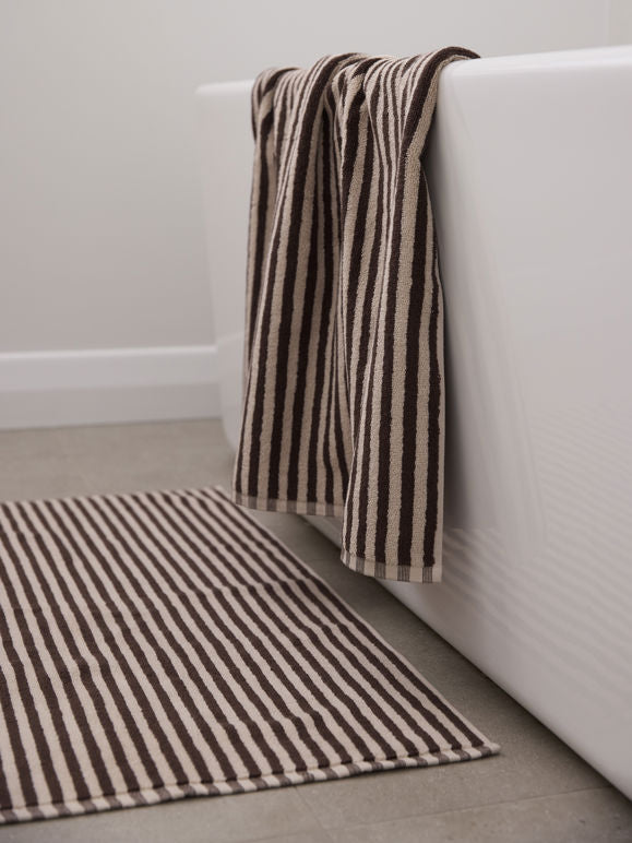 Citta Wide Stripe Cotton Bath Towel | Cocoa Bone