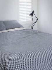Citta Gingham Organic Cotton Duvet Cover | Navy Queen