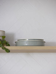 Citta Enamel Round Baking Tray | Dark Grey Cream Large
