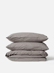 Citta Gingham Organic Cotton Duvet Cover | Cocoa