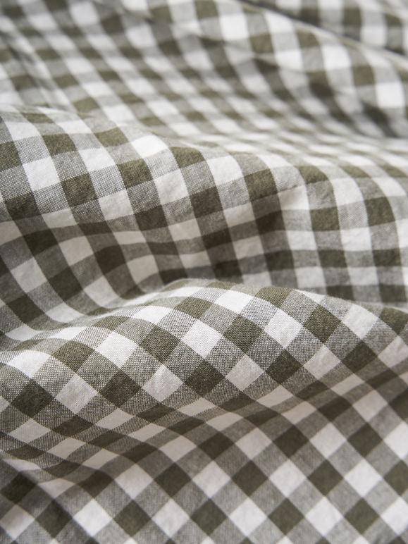 Citta Gingham Organic Cotton Duvet Cover | Olive