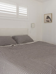 Citta Gingham Organic Cotton Pillowcase Pair | Cocoa White