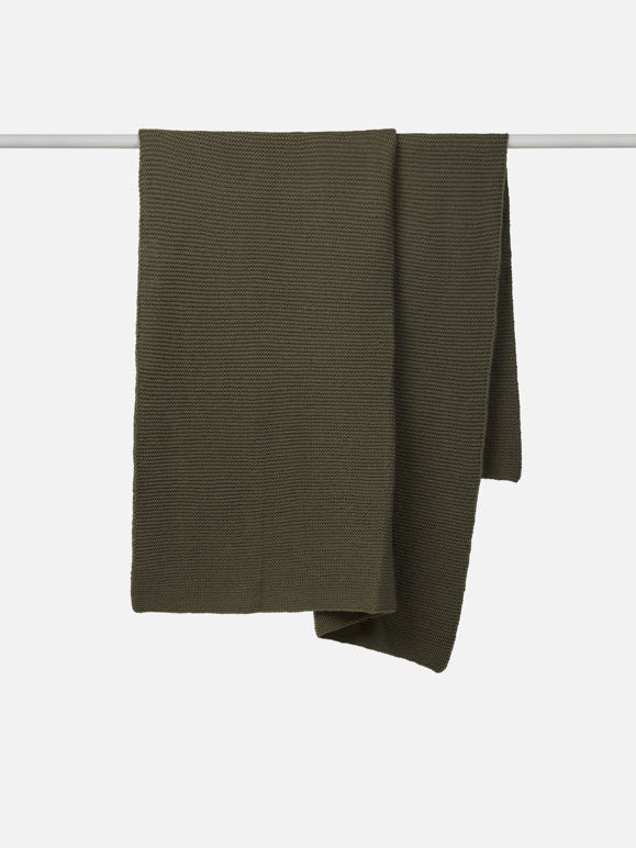 Citta Wool Purl Knit Throw | Olive