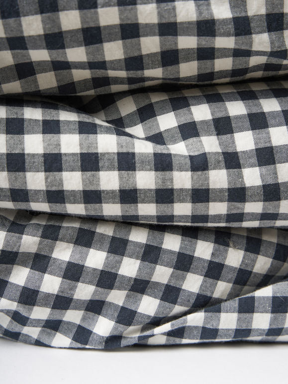Citta Gingham Organic Cotton Duvet Cover | Navy King