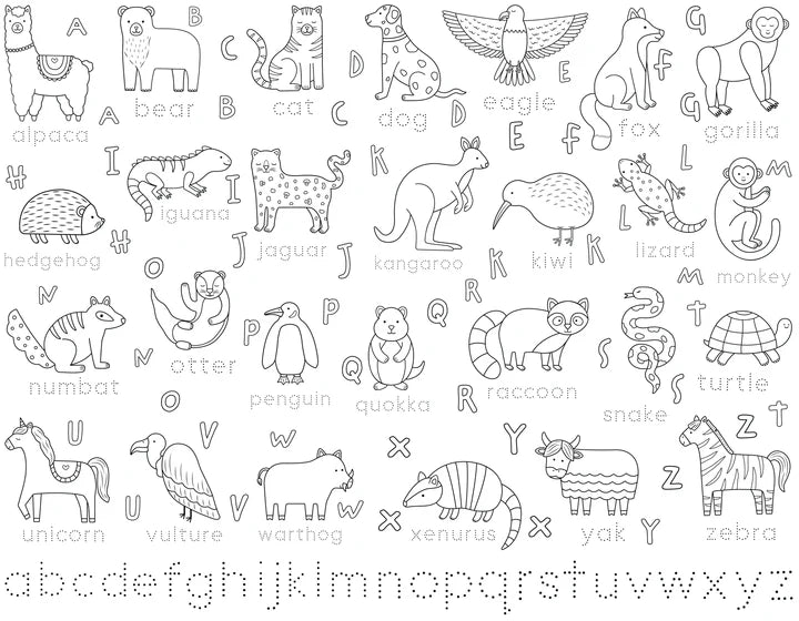 Washable Reusable Colouring-In Solo Mat Kit | Alphabet Animals