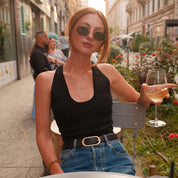 Status Anxiety Alex Davidson Final Loop Belt | Black Nappa Gold