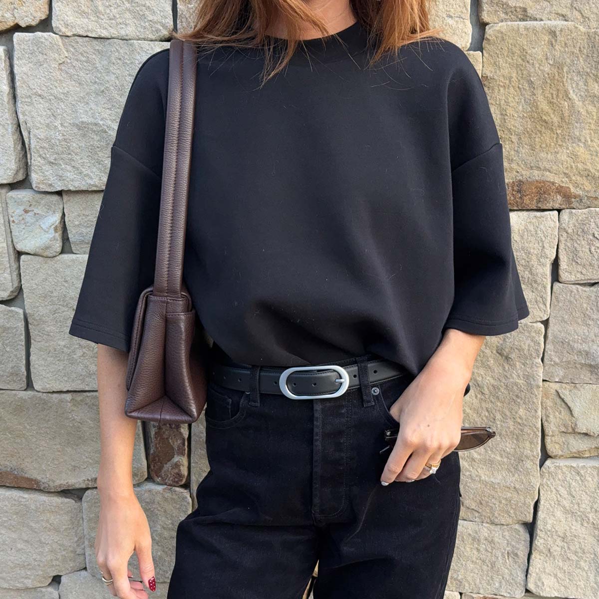 Status Anxiety Final Loop Belt | Black Nappa Silver