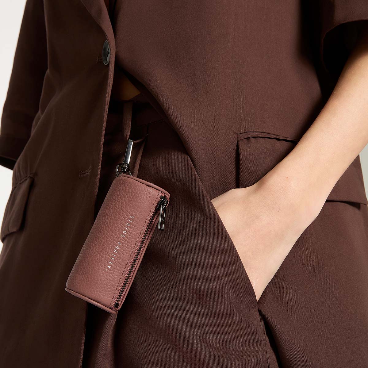 Status Anxiety Escape Leather Pouch | Dusty Pink