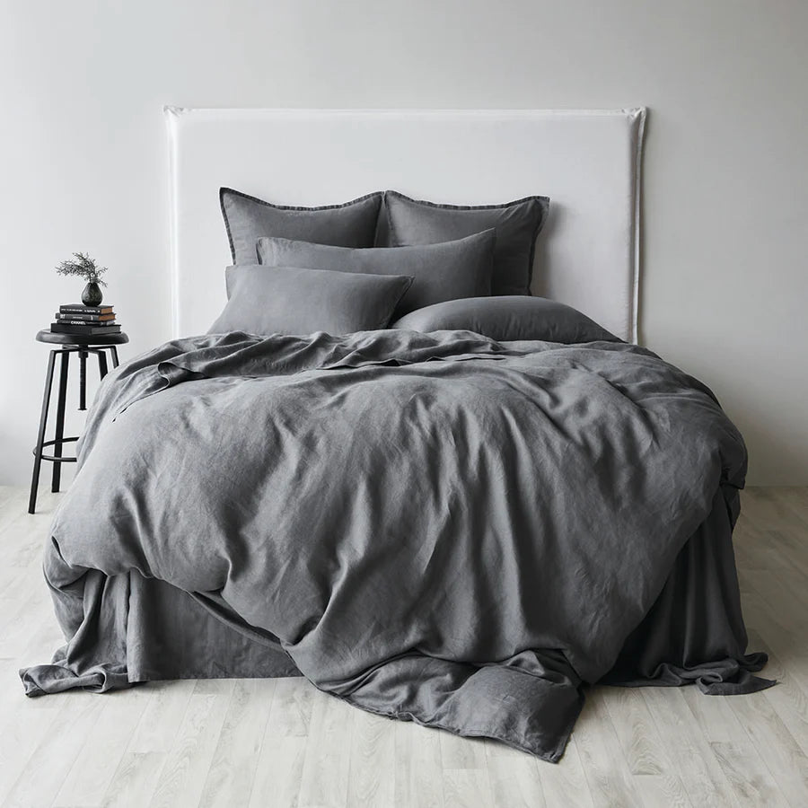George Street Linen Pure Linen Flat Sheet | Charcoal