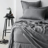 George Street Linen Pure Linen Flat Sheet | Charcoal